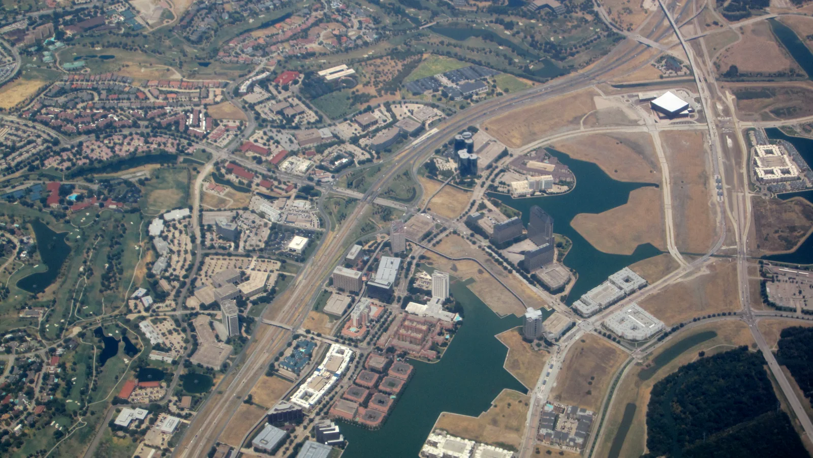 Buildings and roads in Las Colinas, Irving, Texas